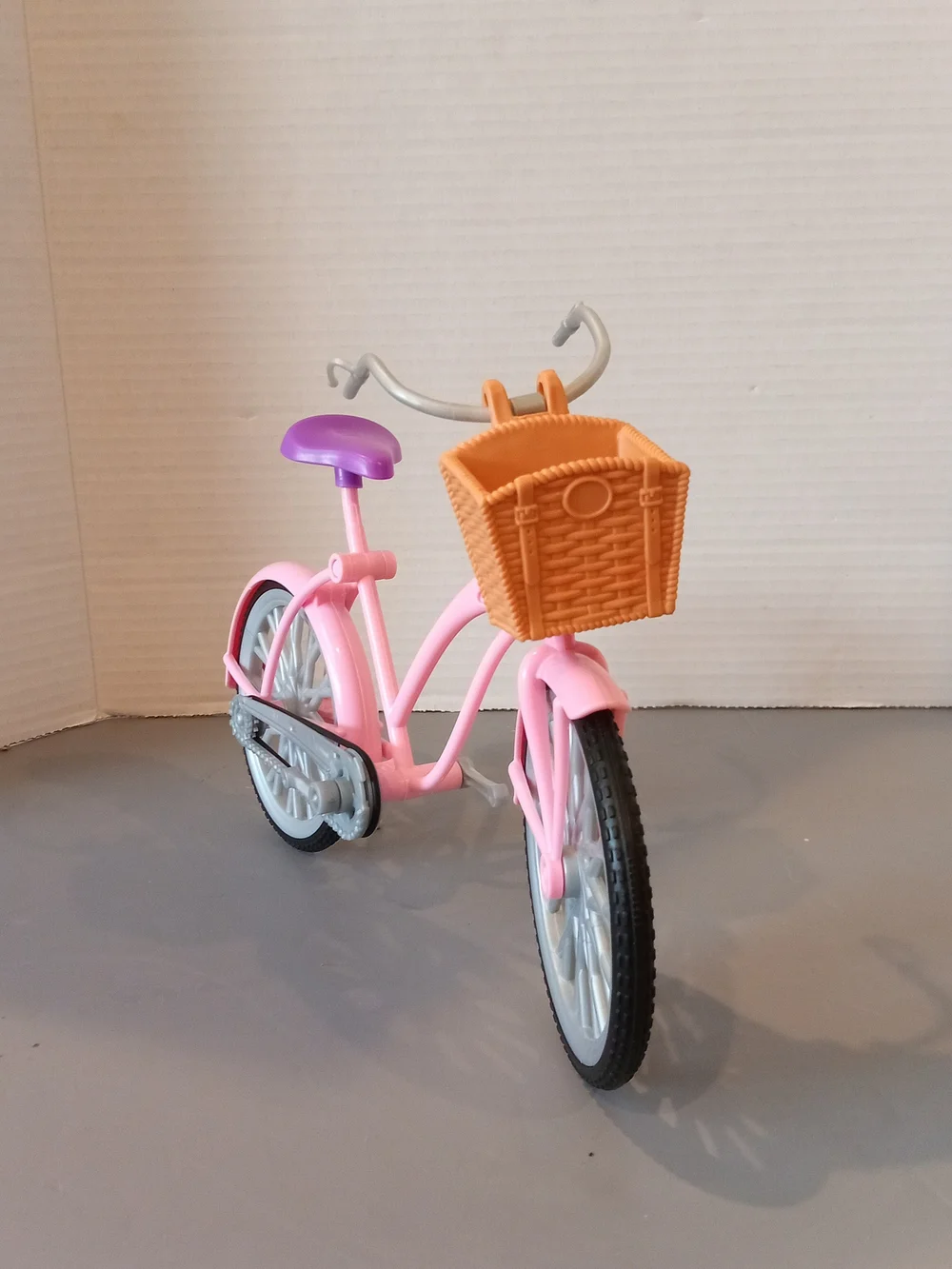 Barbie Pink Toy Bicycle with Purple Seat and Wicker Basket